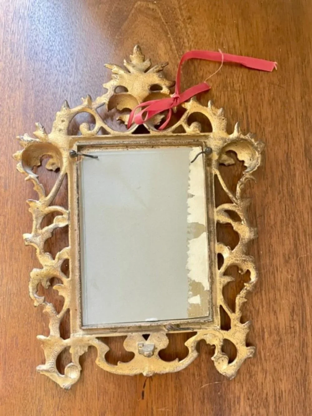 Antique Victorian Ornate Scrollwork Brass Frame w/ B&W Wedding Photo Wall Mount